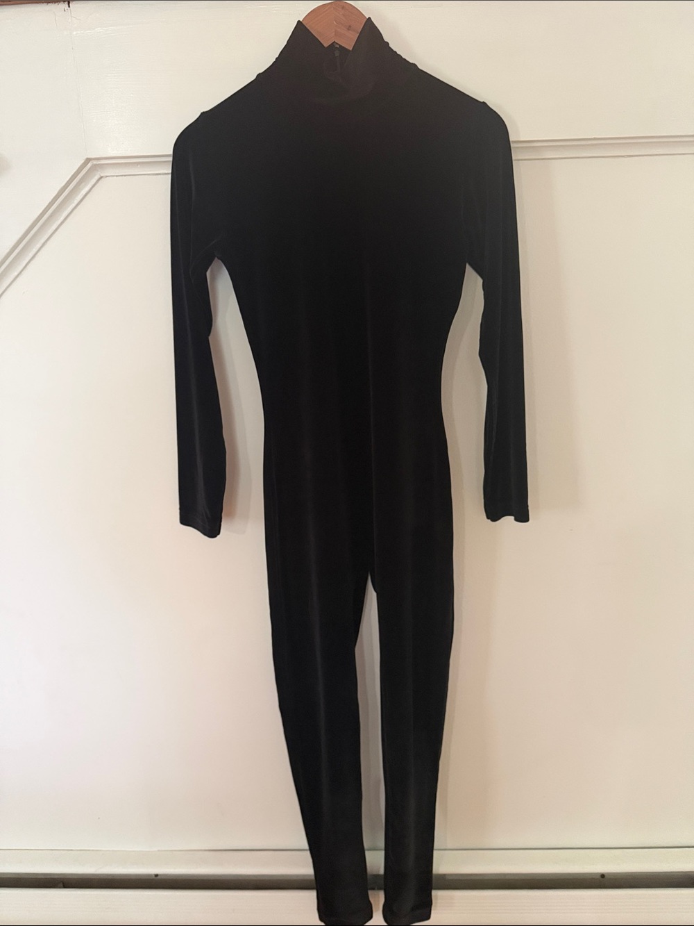 Vintage Black Velvet Long-Sleeve Jumpsuit sz S